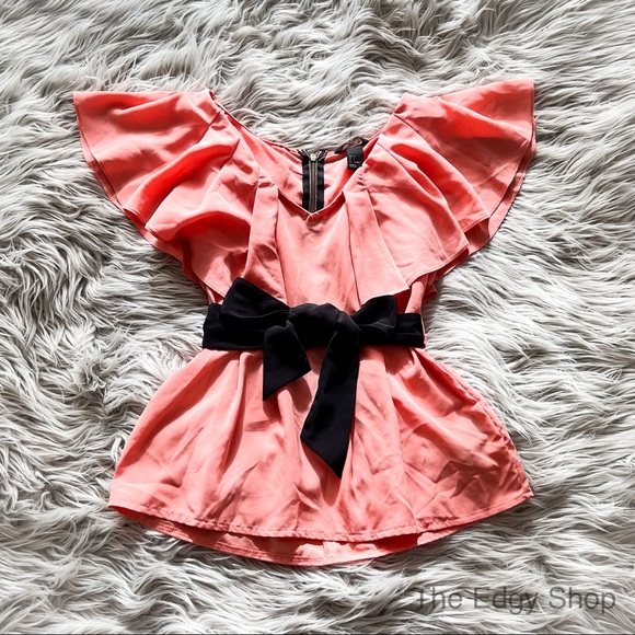 H&M Tops - H&M | Flutter Sleeve V-Neck Tie Belt Blouse Top